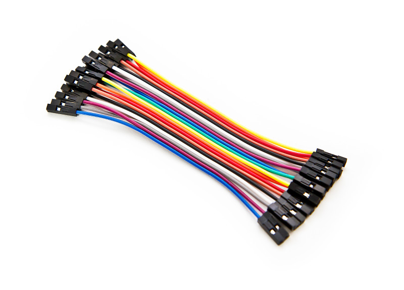 Jumper wires connect components on a breadboard or can be soldered directly to it