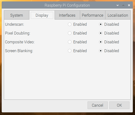 Example of Raspberry Pi Configuration menu of Raspberry Pi Desktop