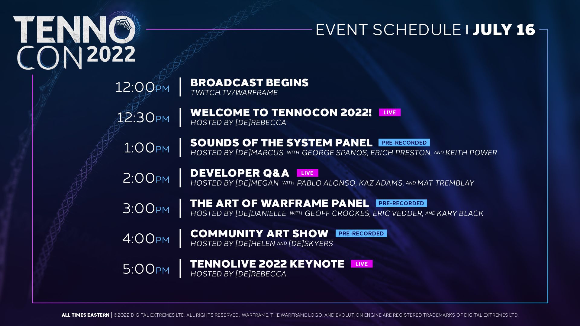 TennoCon 2021 Event Schedule